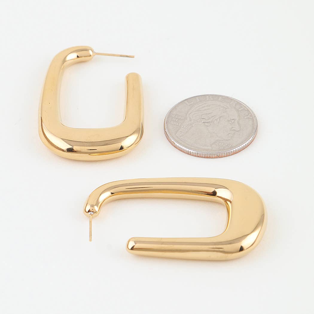 Polished Modern Cubic Hoop Earrings