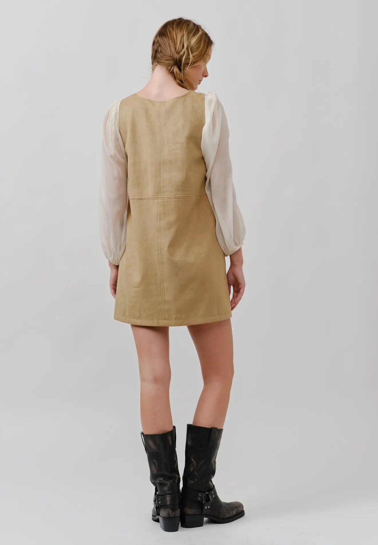 Suede Sleeveless Shift Dress