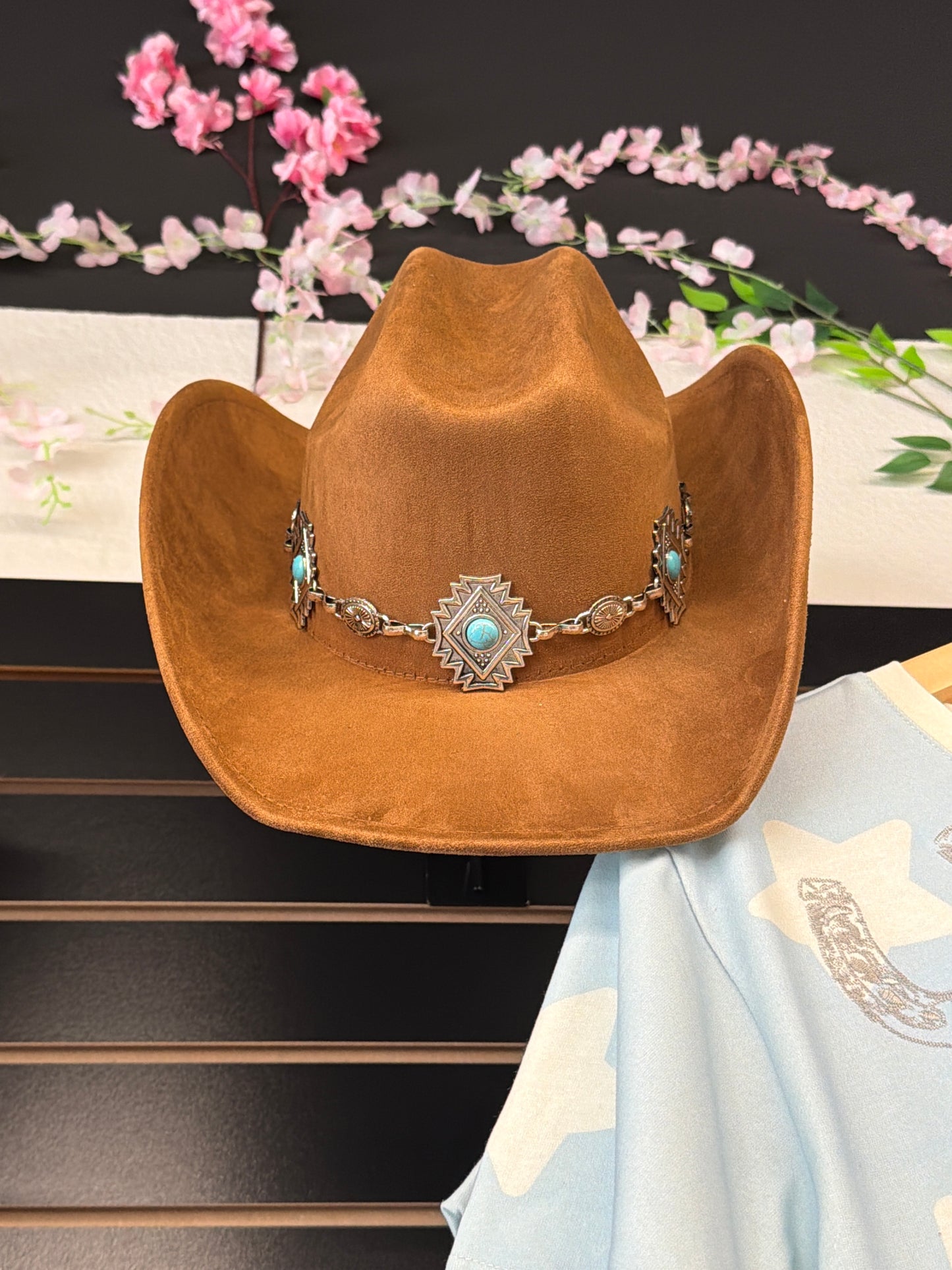 Turquoise Stud Concho Belt Western Cowboy Hat