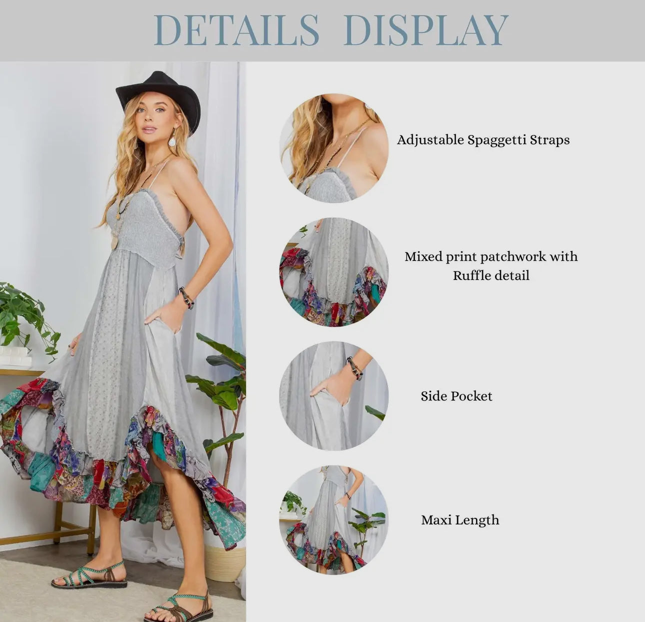 Sun-Kissed Patchwork: Smocked Bliss
Boho Mid-Length Dress