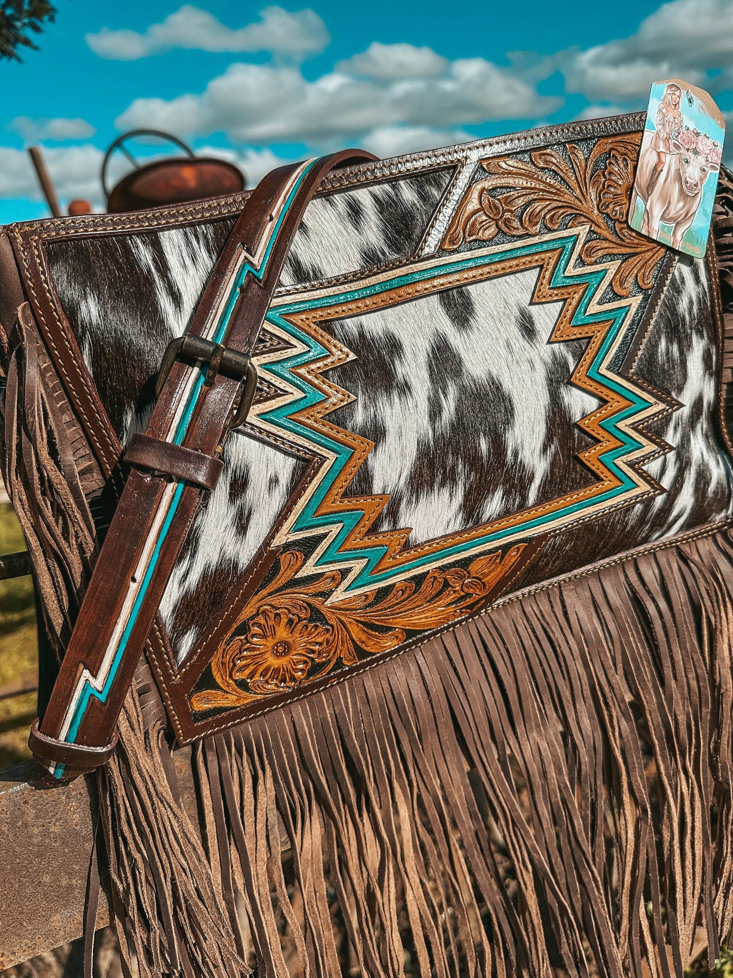 The Zigg Adjustable Cowhide Tooled Purse