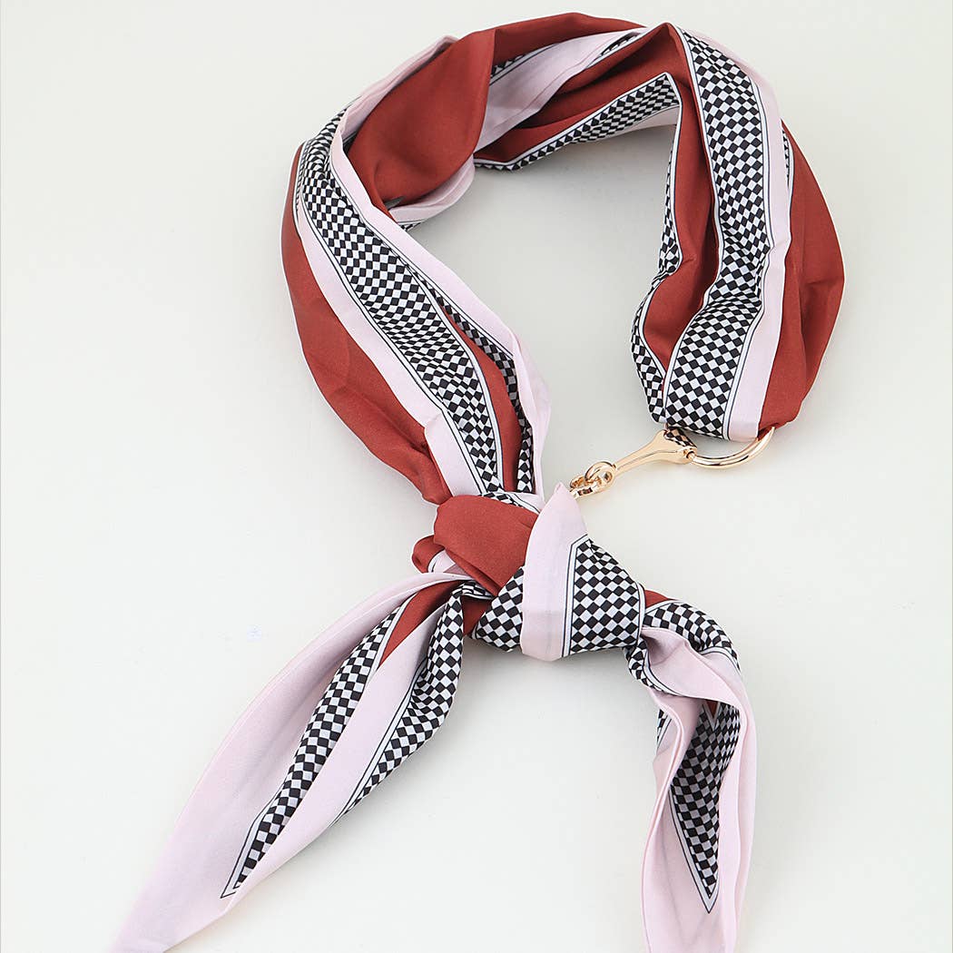 Luxury Checker Toggle Scarf Necklace: BR
