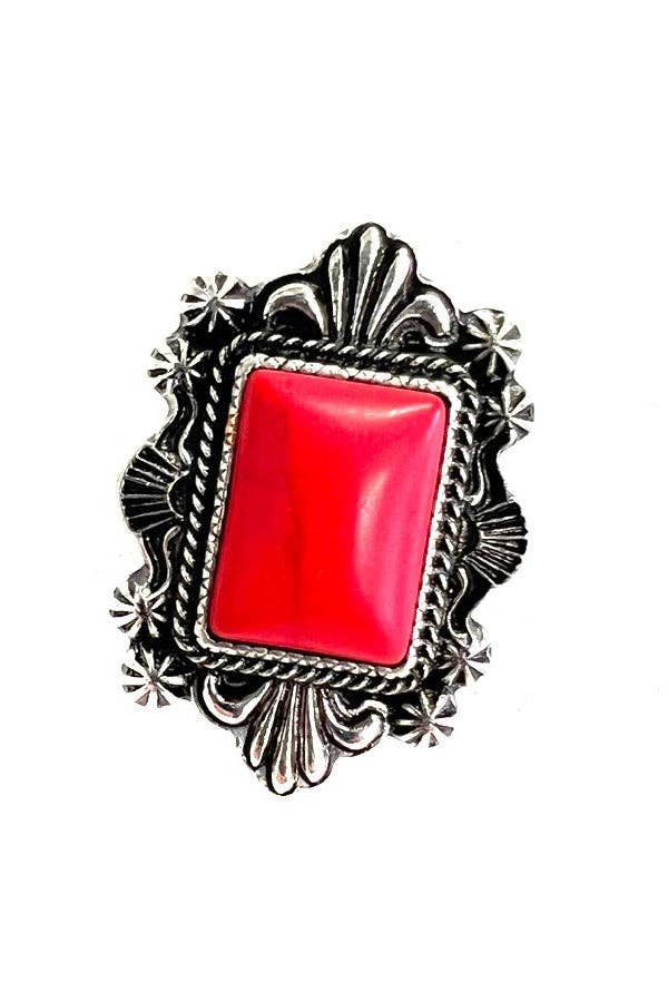 WESTERN CUFF RING: RED