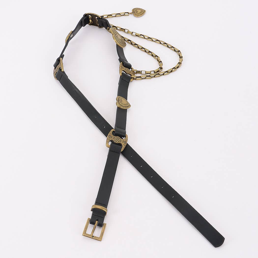 Faux Leather Multi Metal Belt