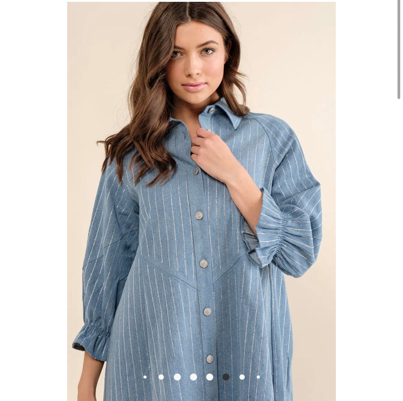 Embellished Sparkle Stone Stripe
Denim Dress