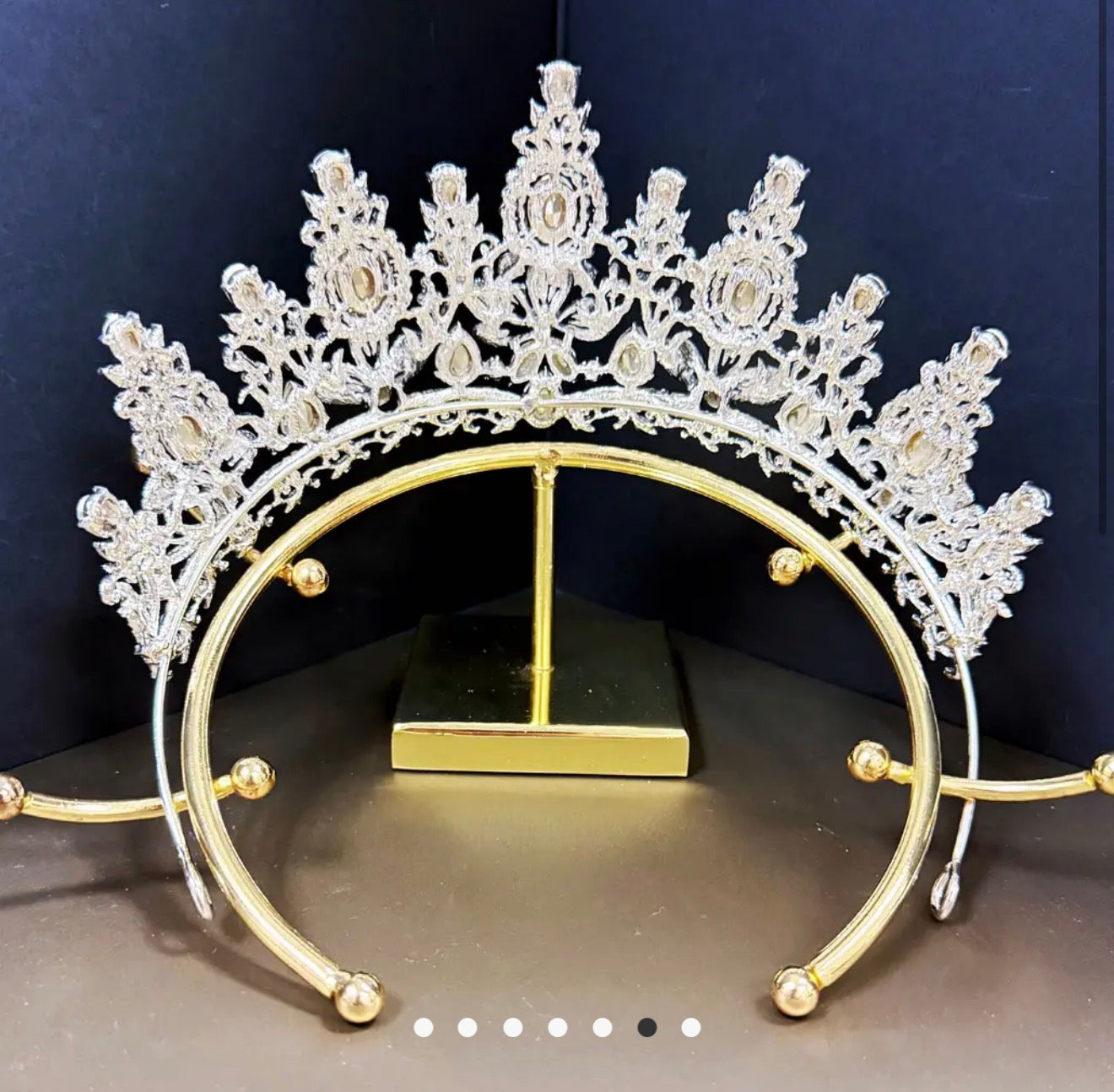 Silver Crystal Tiara, Bridal Flower Tiara, Green Stone Tiara