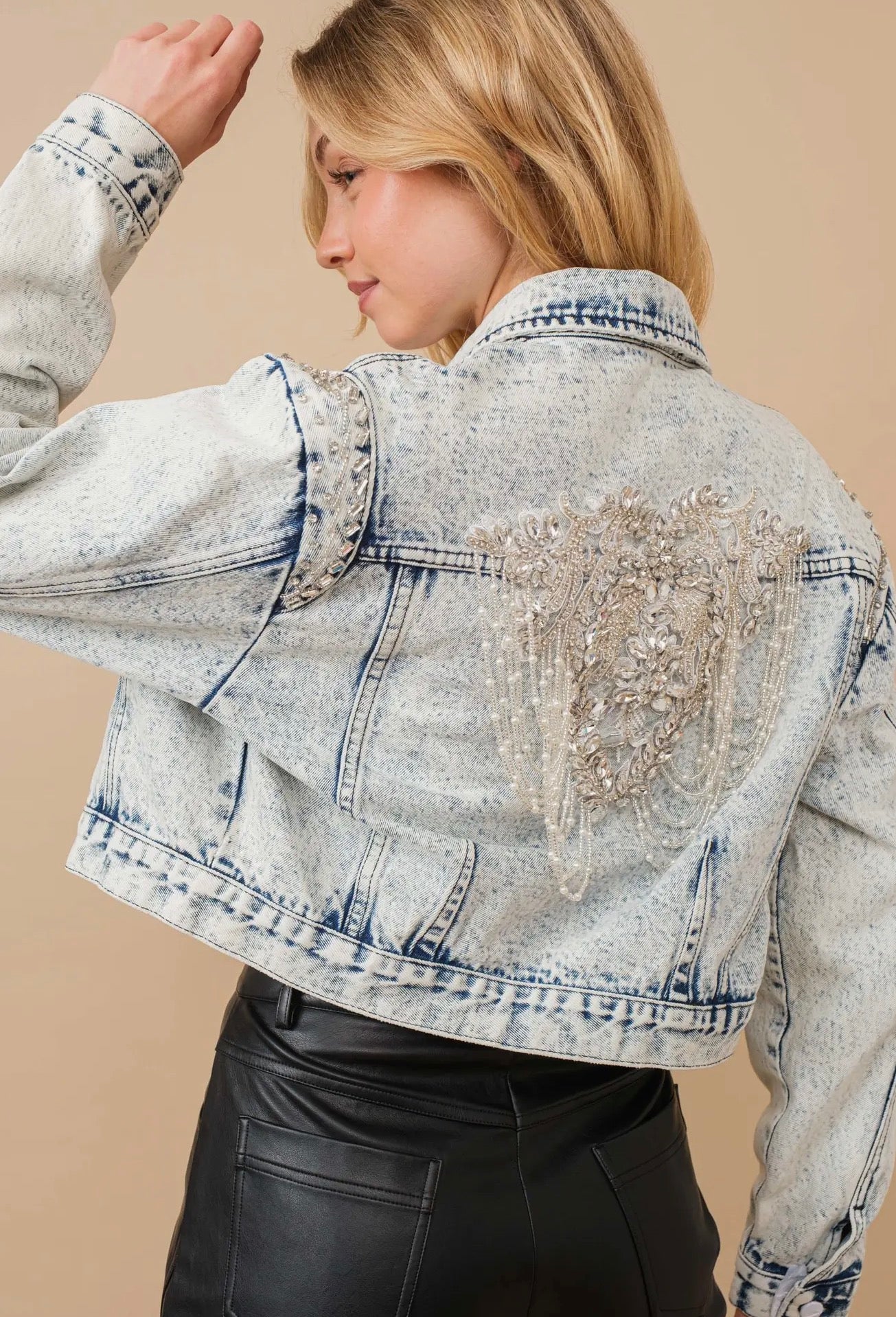 Acid Washed Shoulder Beading
Denim Jacket