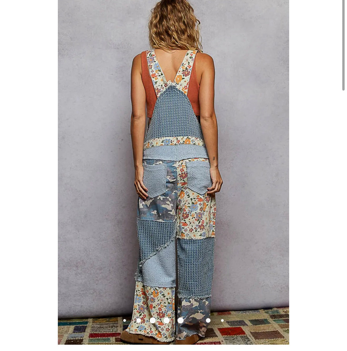 Animal Printed Floral Print Frayed Edge
Twill Woven Overalls