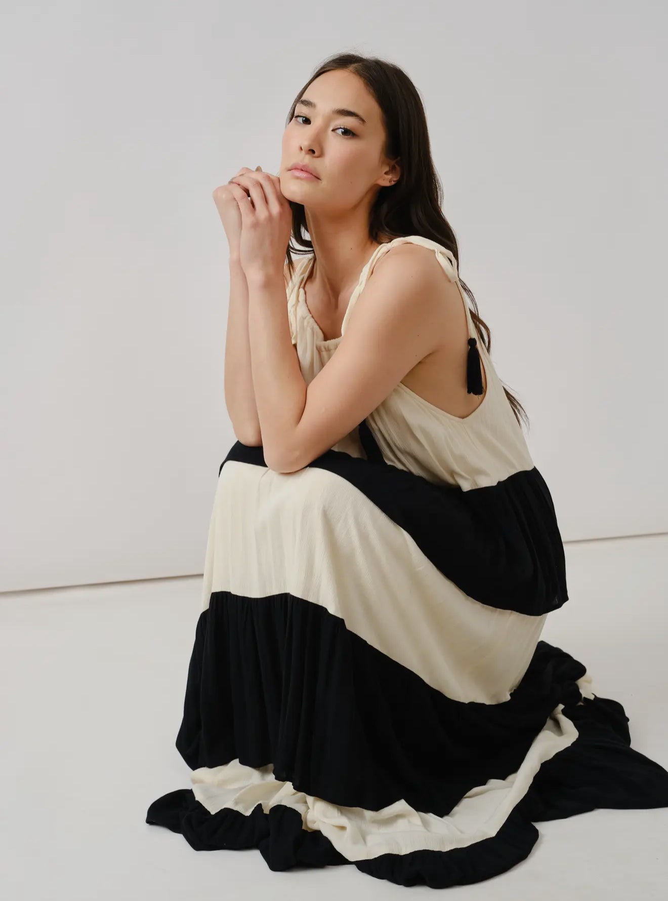 Aaron & Amber
Color Blocked Tier Maxi Dress