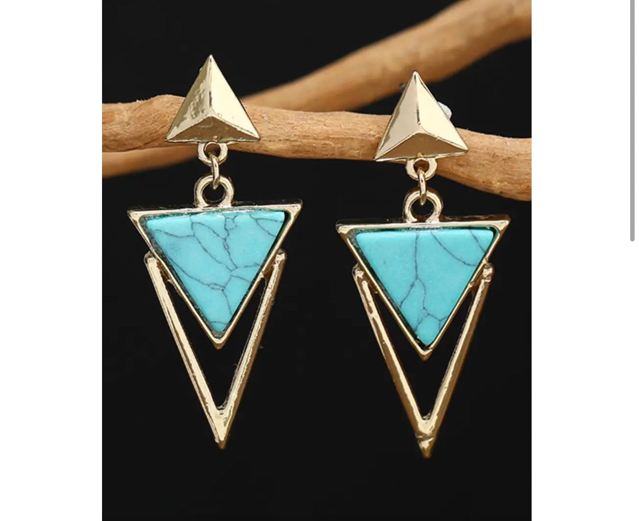 Three Triangles Turquoise Decor Stud
Dangle Earrings