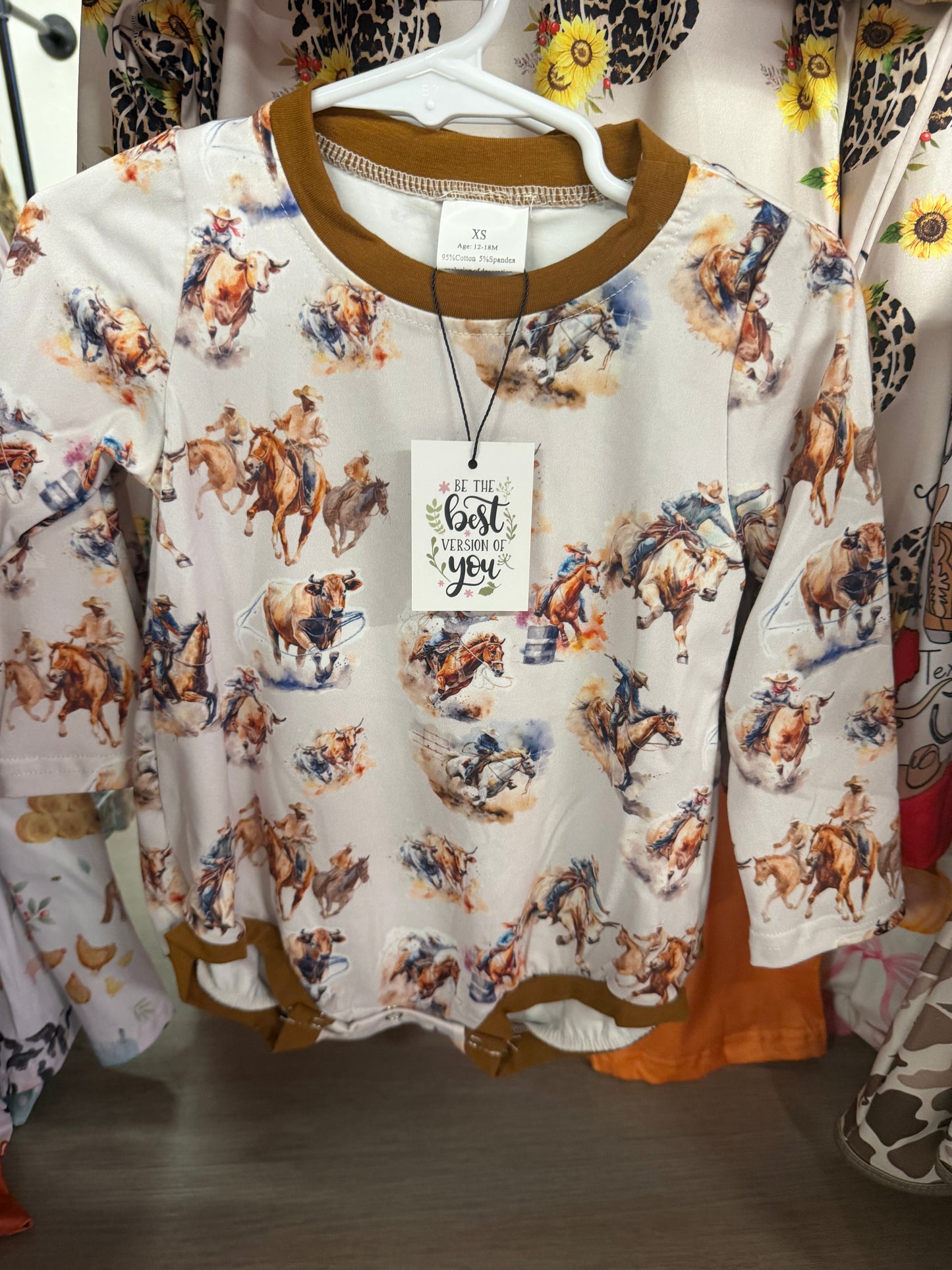 Cowboy long sleeve babyboy onesie