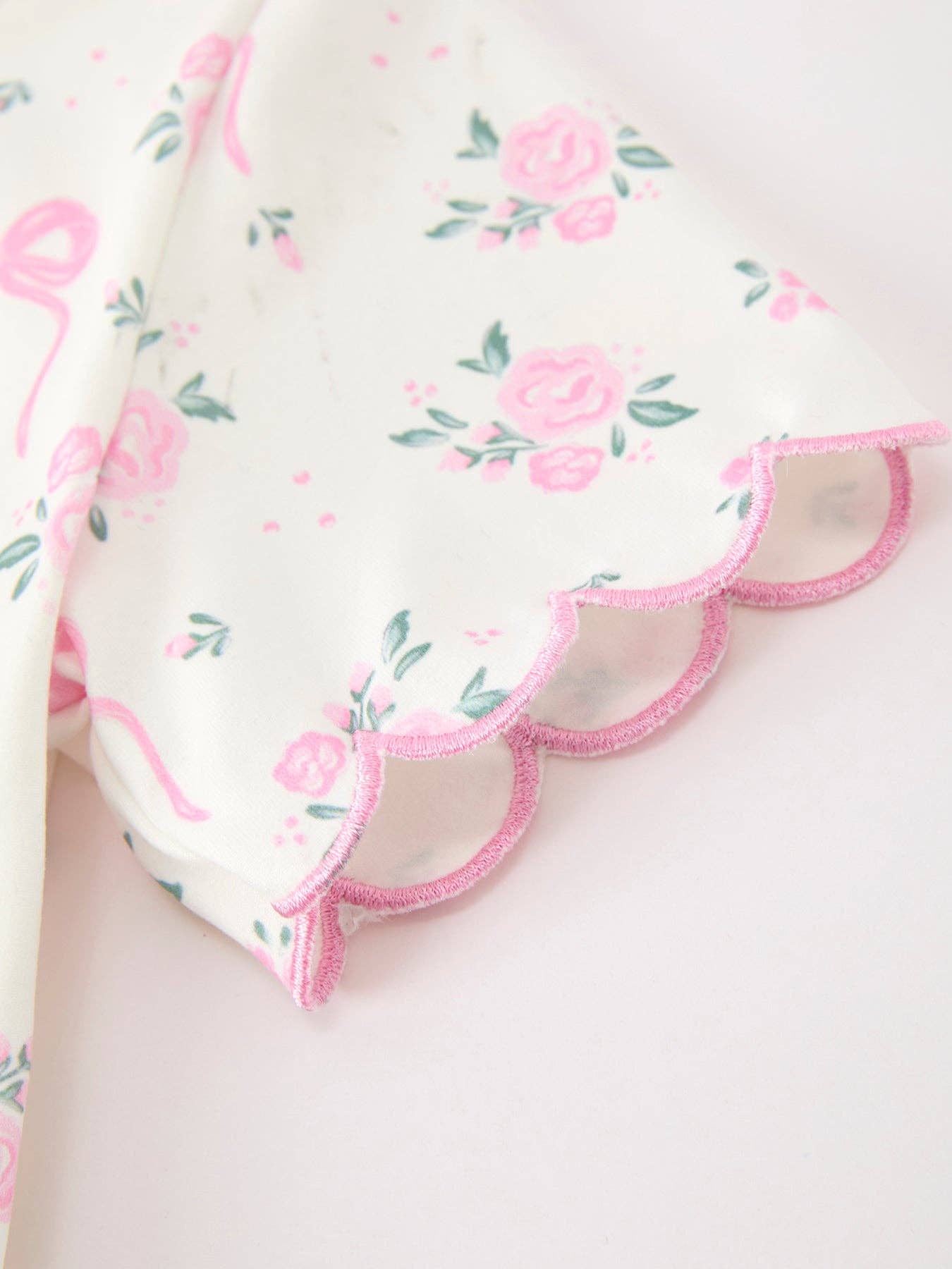 Rose Bow Girl Short Set Scallop