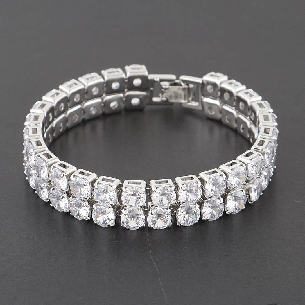 Double Rhinestone Clasp Bracelet