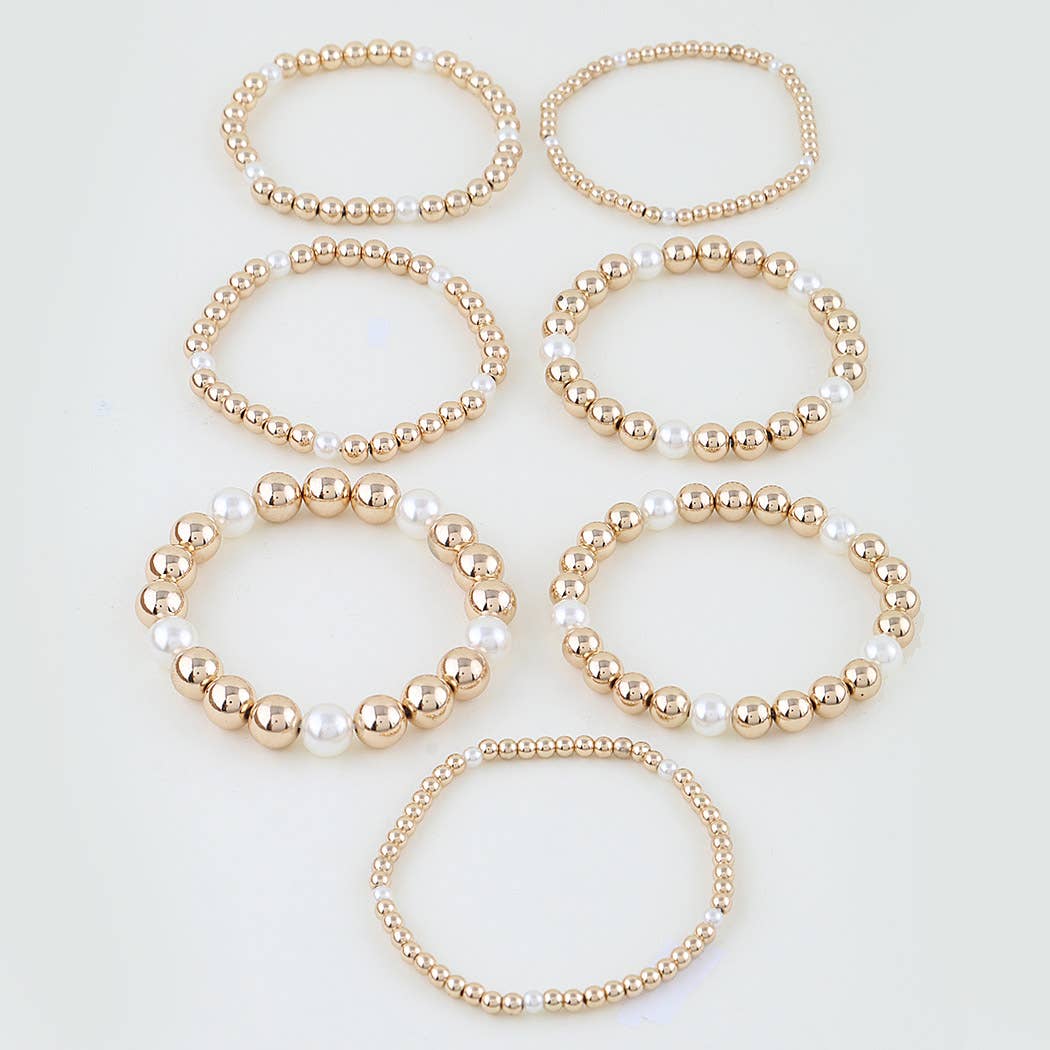 Multi Polished Beaded Bracelet Set