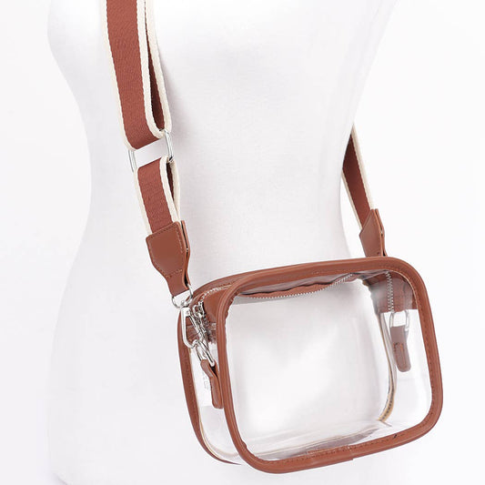 Transparent Camera Bag w/ Wide Strap: Brown