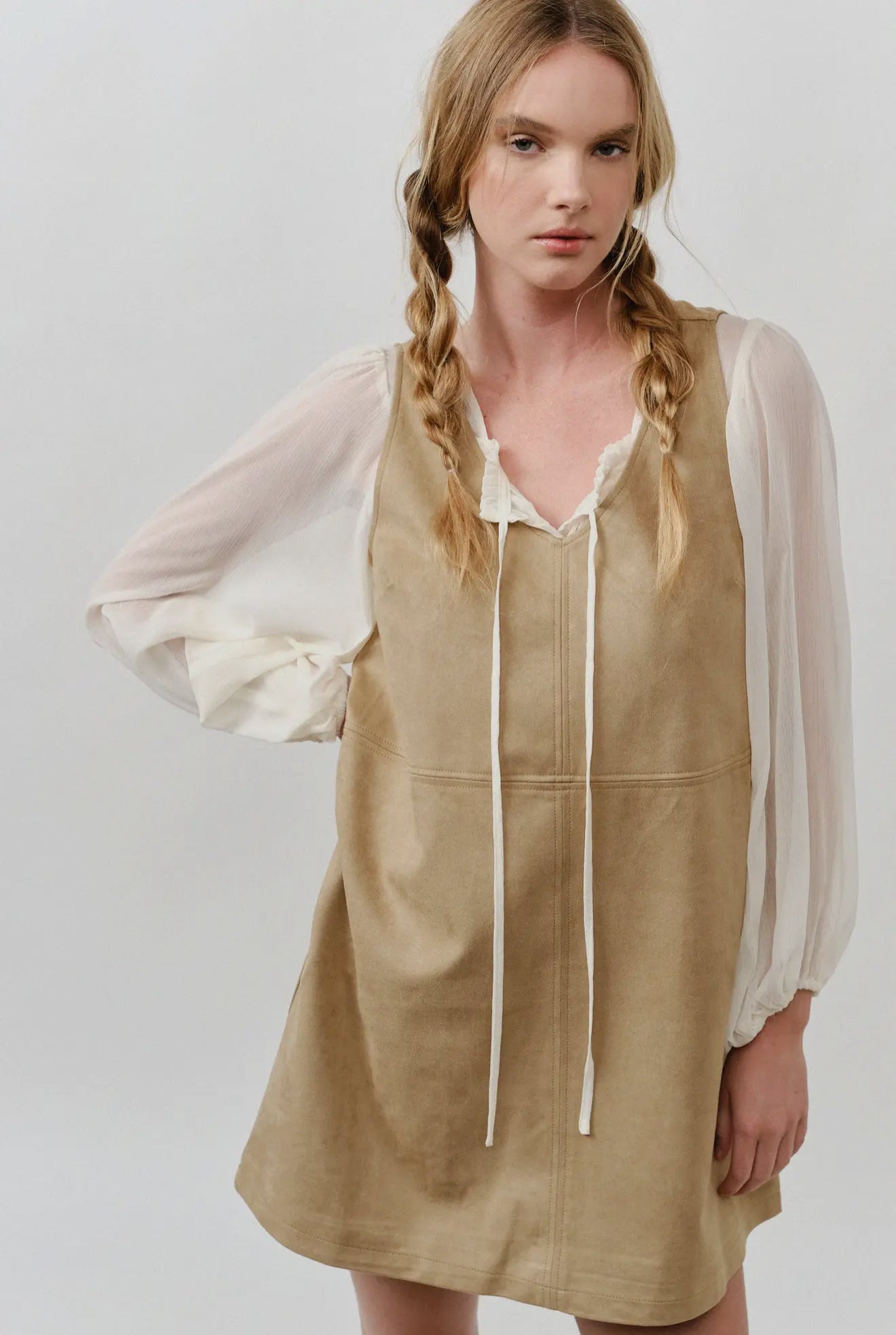 Suede Sleeveless Shift Dress