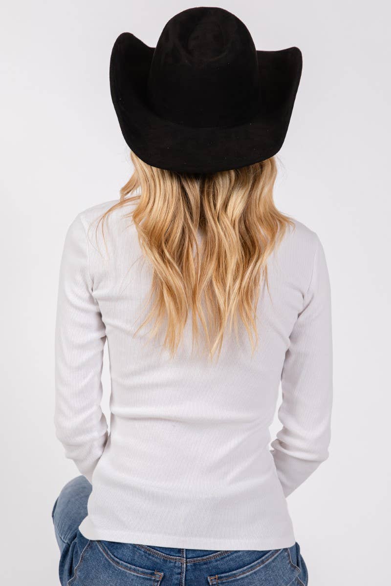 Rhinestone Moon And Star Embroidered Cowboy Hat Black