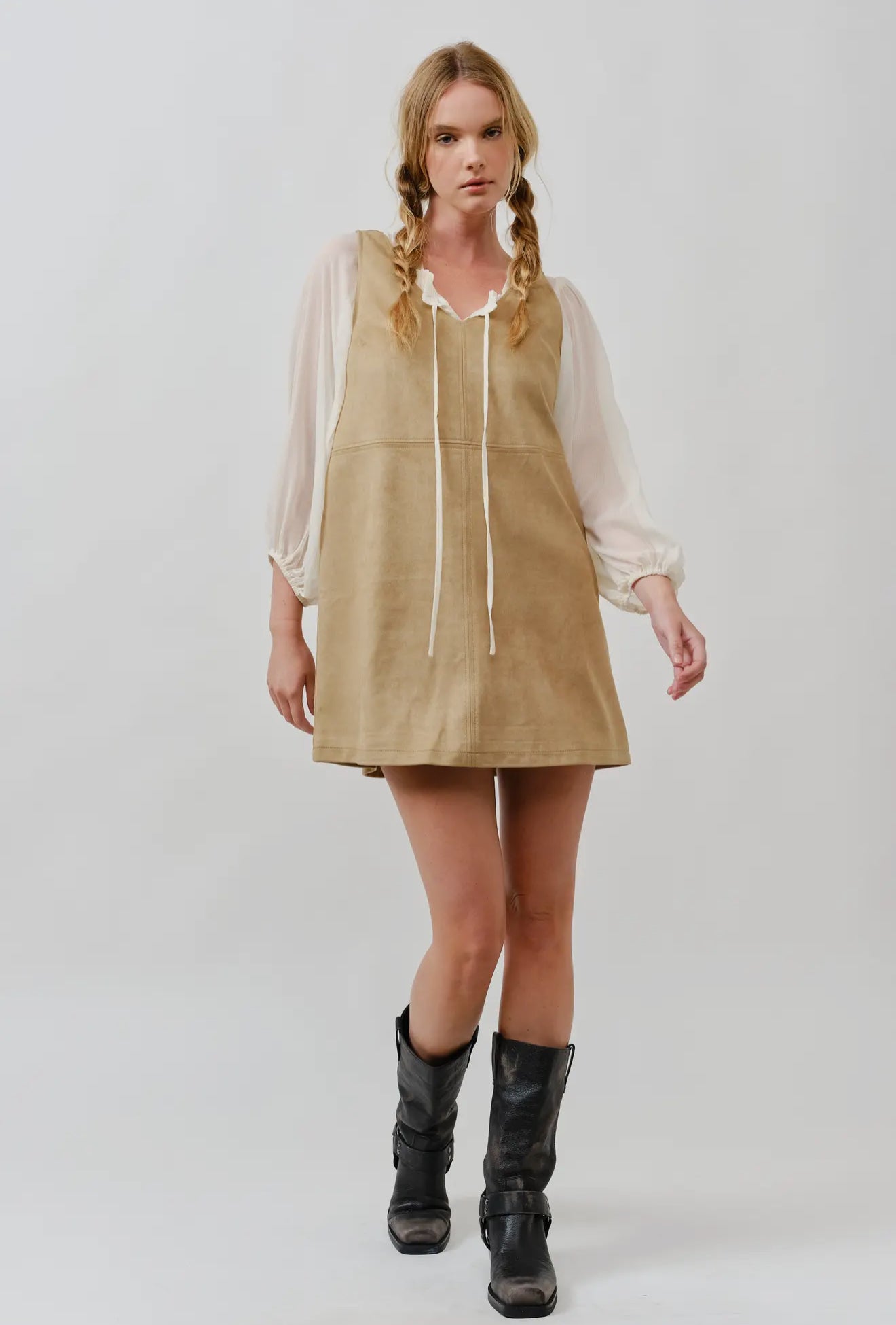 Suede Sleeveless Shift Dress