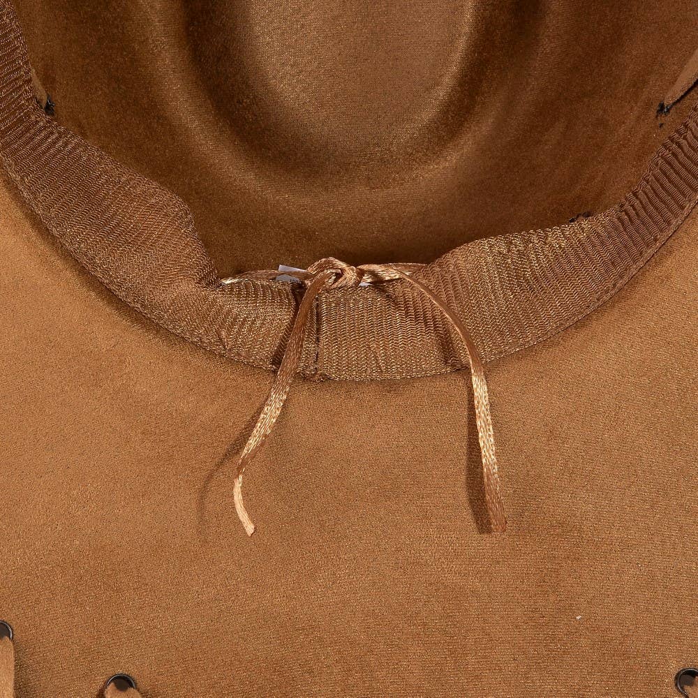 Braided Brim Faux Suede Cowboy Hat: BR