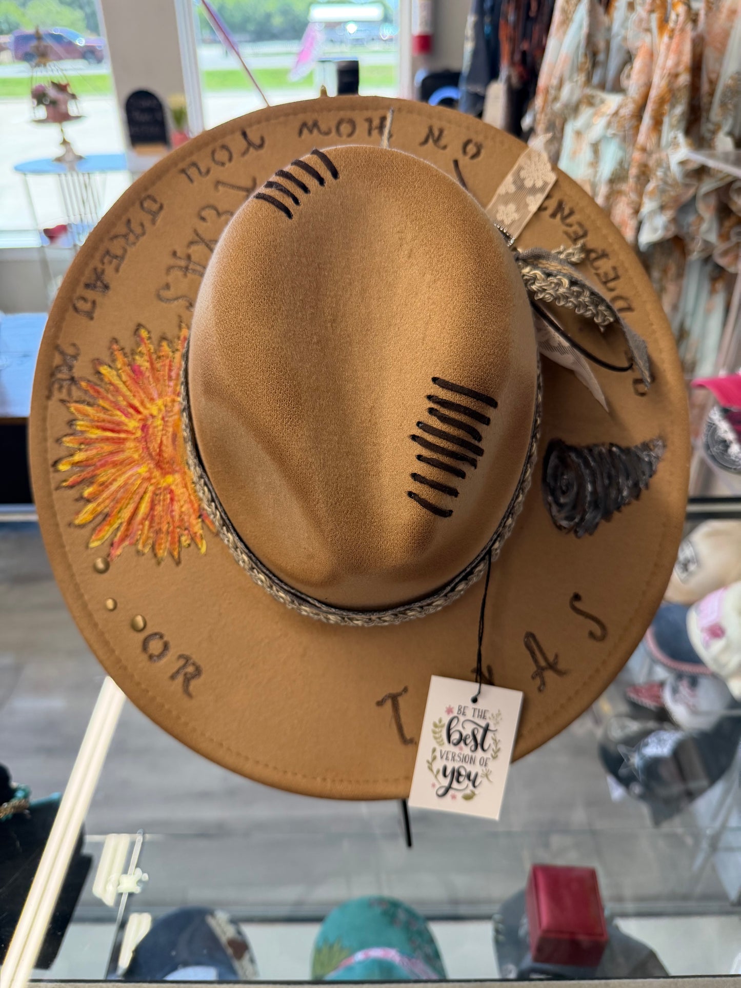 Brown custom Texas hat ￼