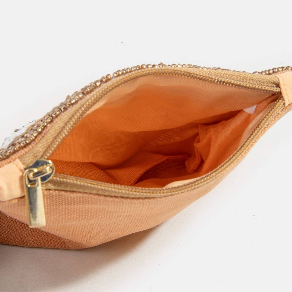 Coffee And Pastries Seed Beaded Coin Purse: MULTI