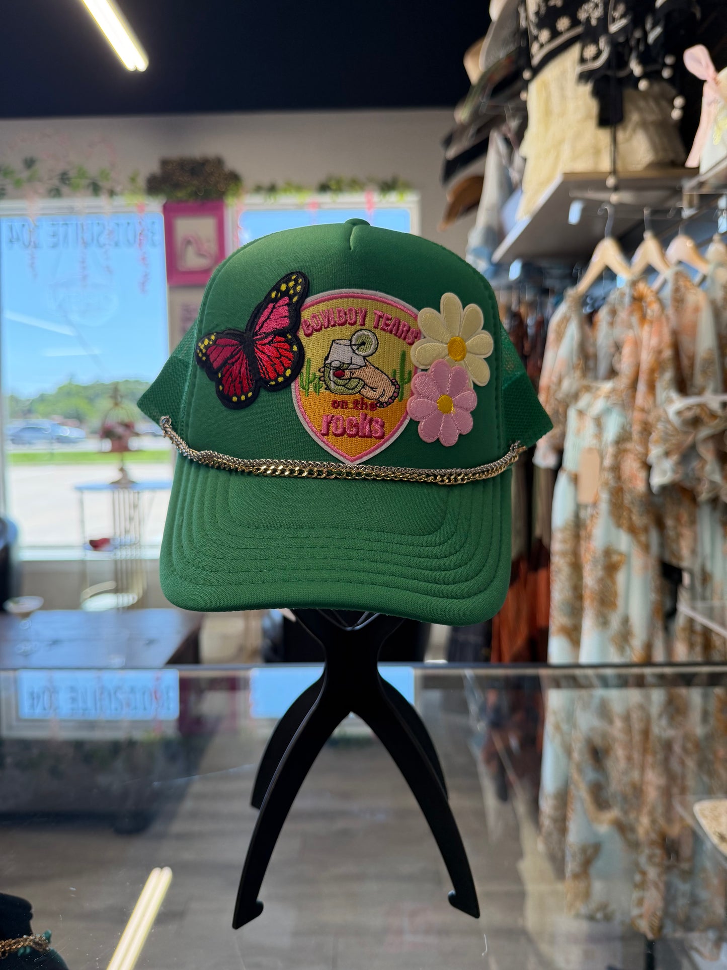 Green butterfly custom cap