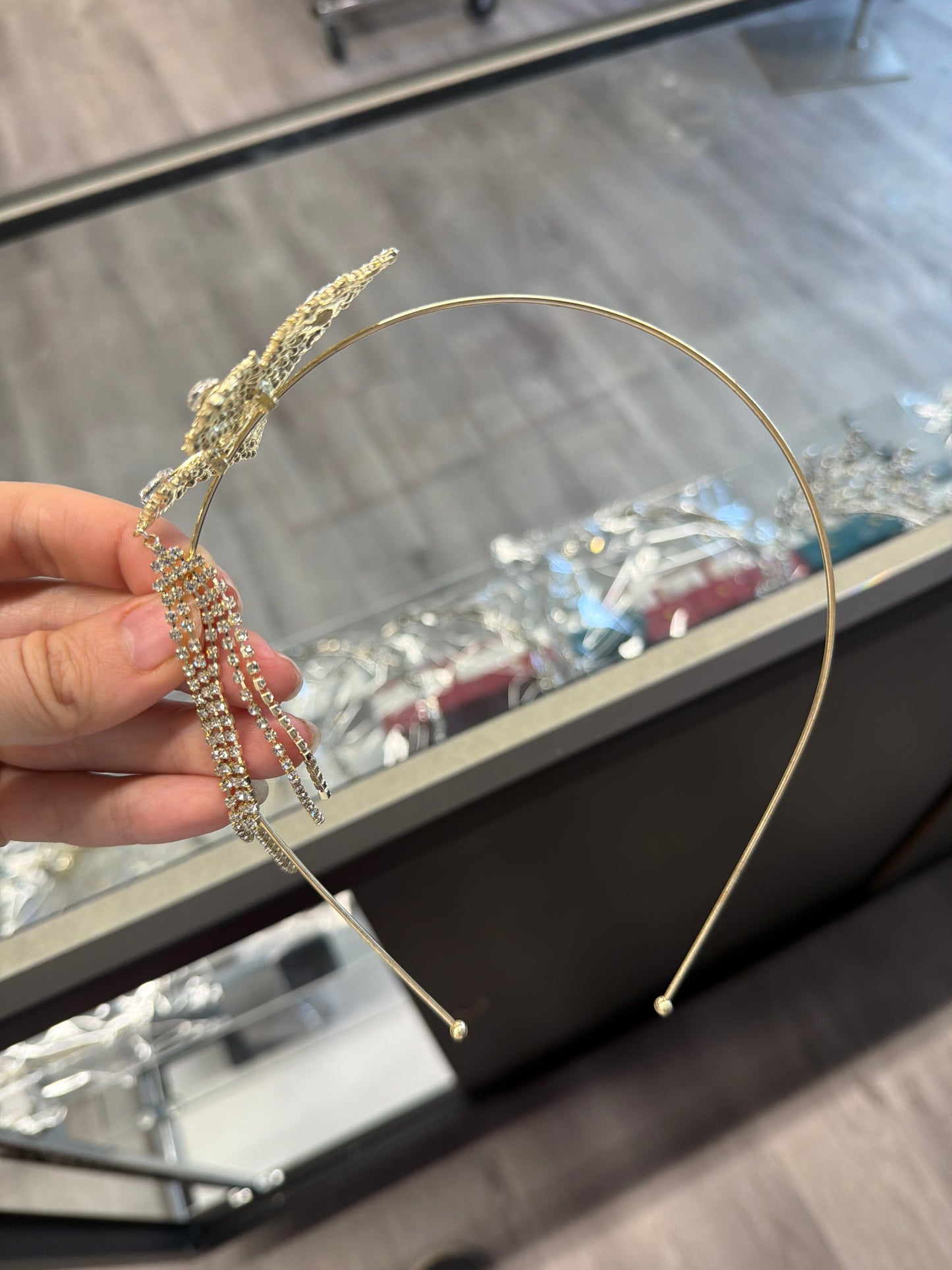 Butterfly Headband, Gold Crystal Crown, Gold Halo Crown