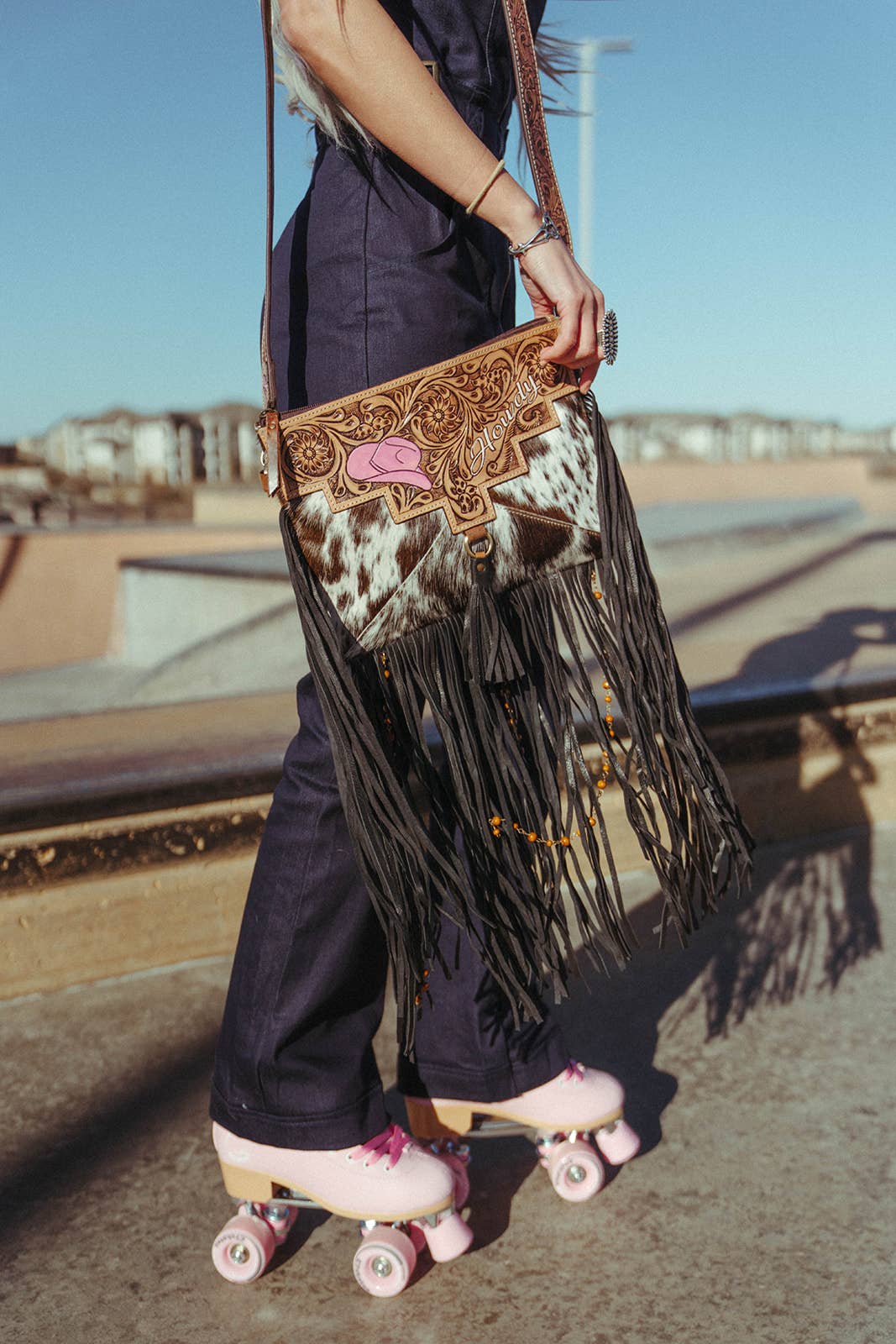 The Howdy Cowhide Leather Tooled Purse a Haute Southern Hyde