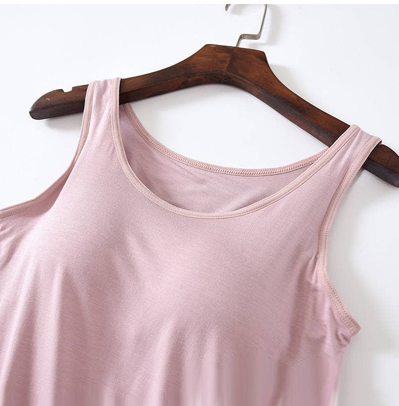 Regular basic soft flowy built-in bra tank top: Pink