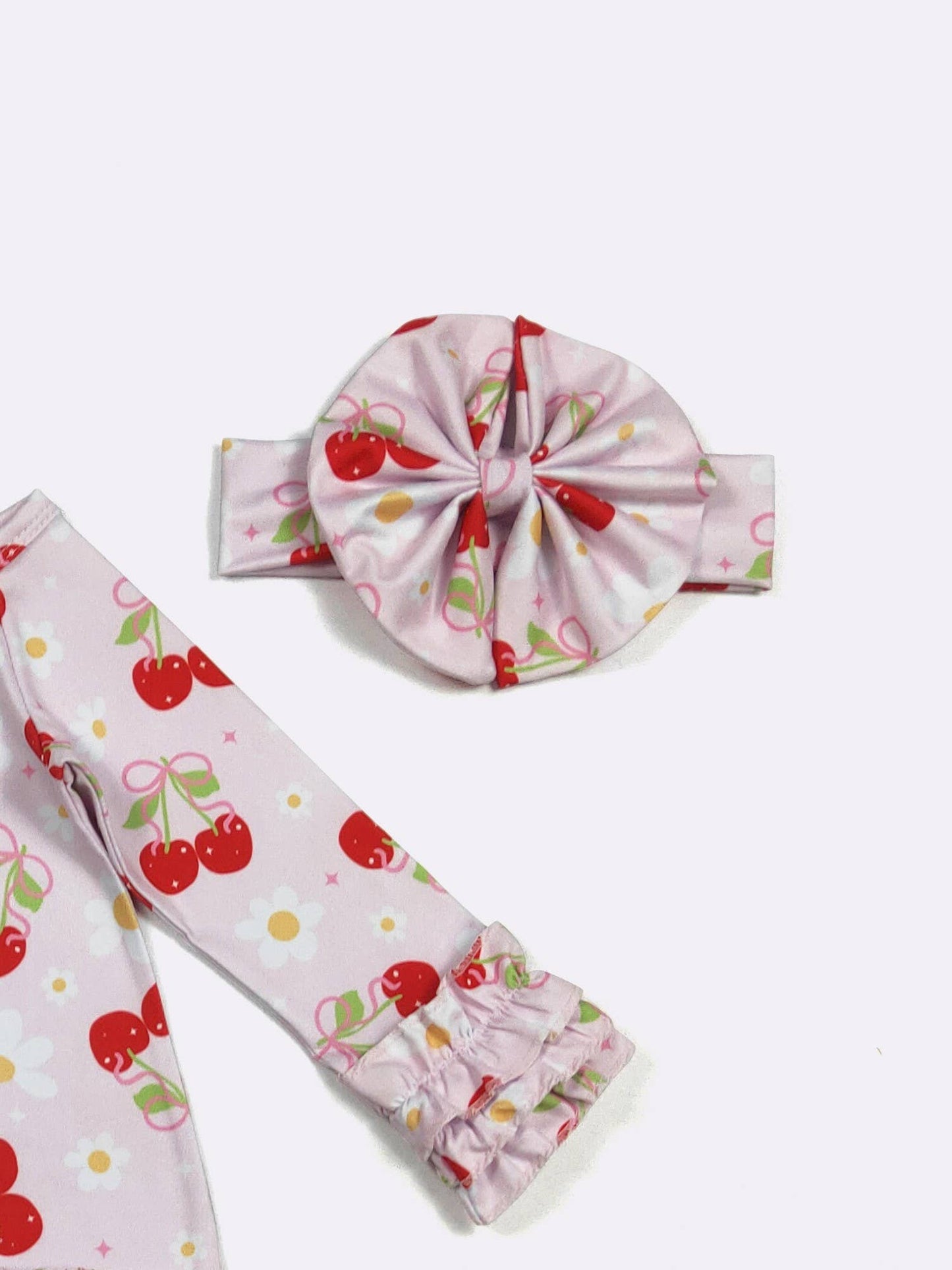 Cherry Daisy Baby Gown W/Headband