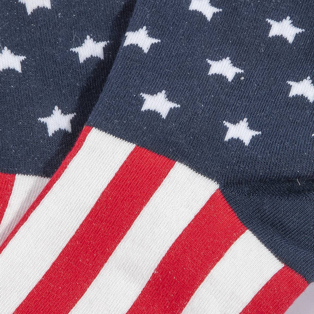 Patriotic Flag Stars And Stripes Crew Socks: MULTI