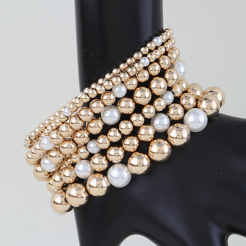 Multi Polished Beaded Bracelet Set