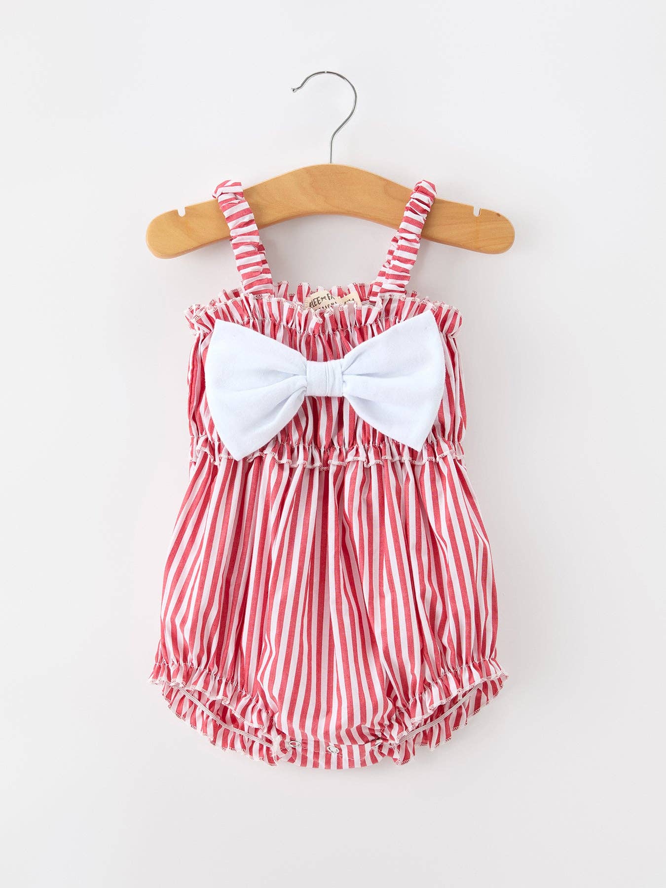 Mommy & Me Bow Stripe Baby Bubble Romper