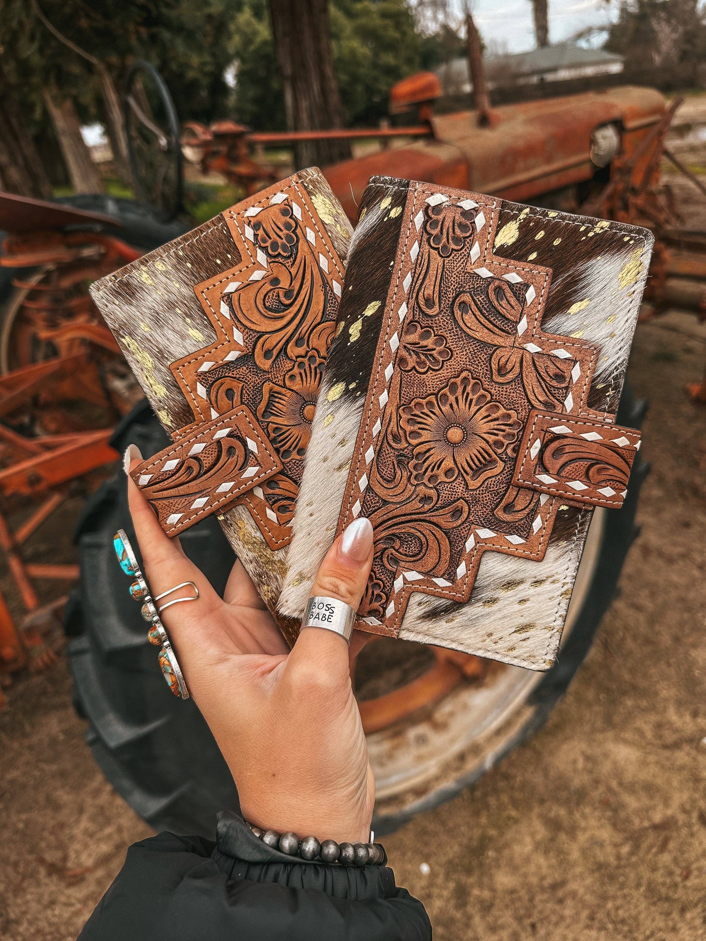 The Lancaster Wallet (Gold Splattered Cowhide) a Haute South