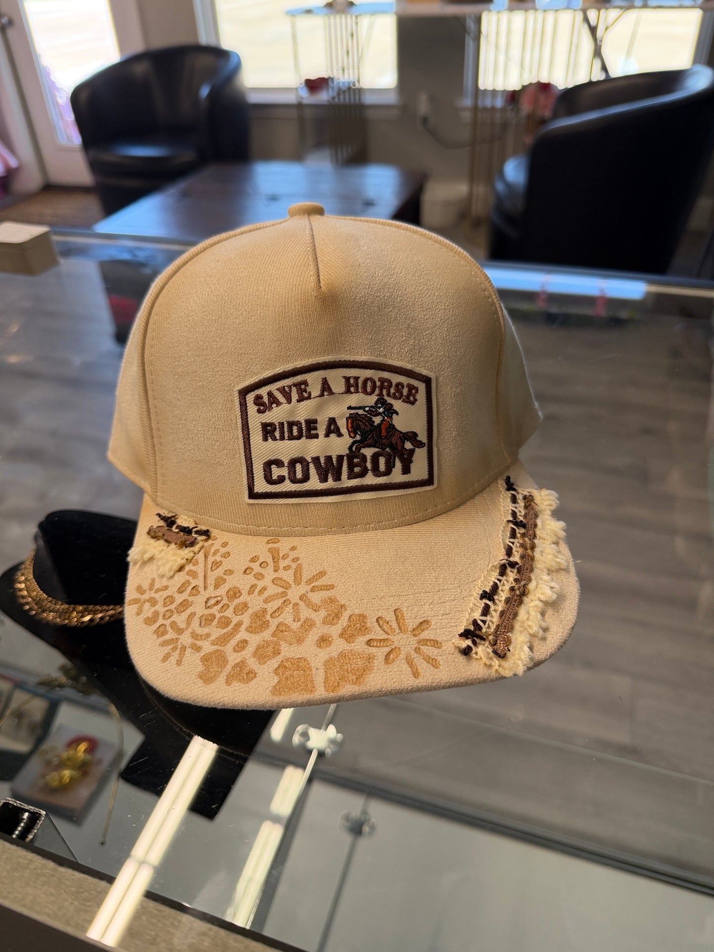 Cream western custom cap
