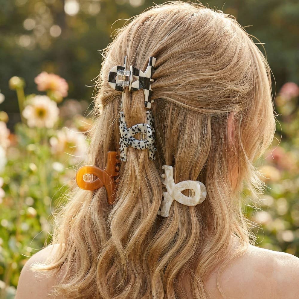 Assorted Four Piece Jaw Hair Clip Set: MULTI