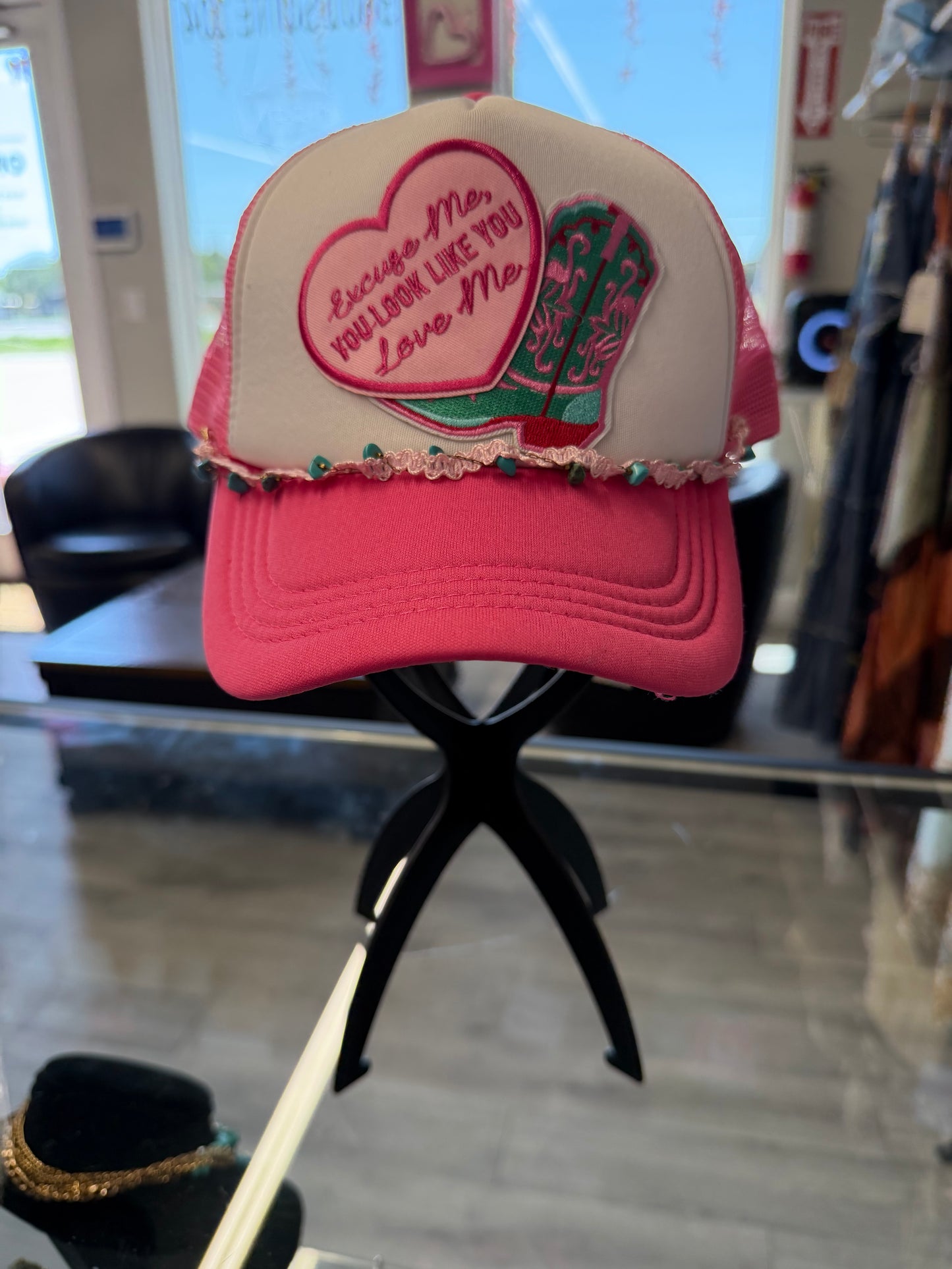 Hot pink Ella Langley custom cap
