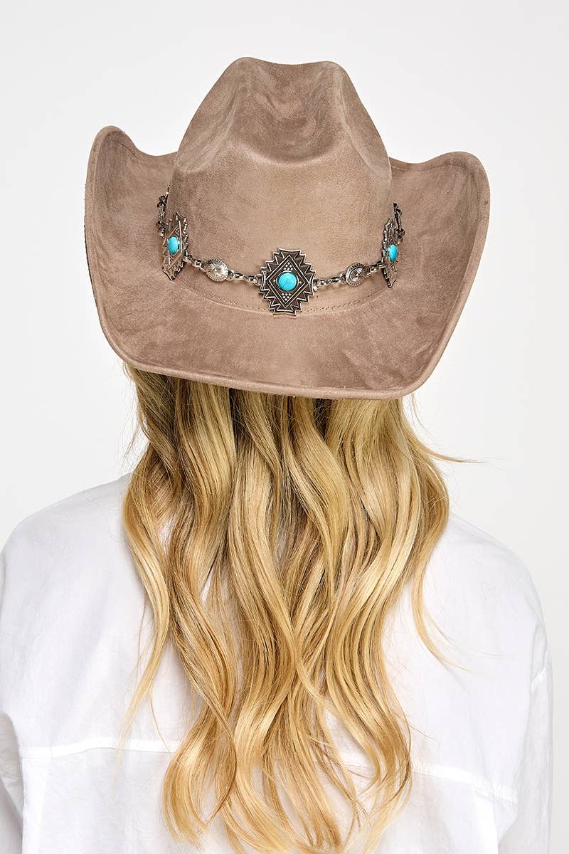Turquoise Stud Concho Belt Western Cowboy Hat