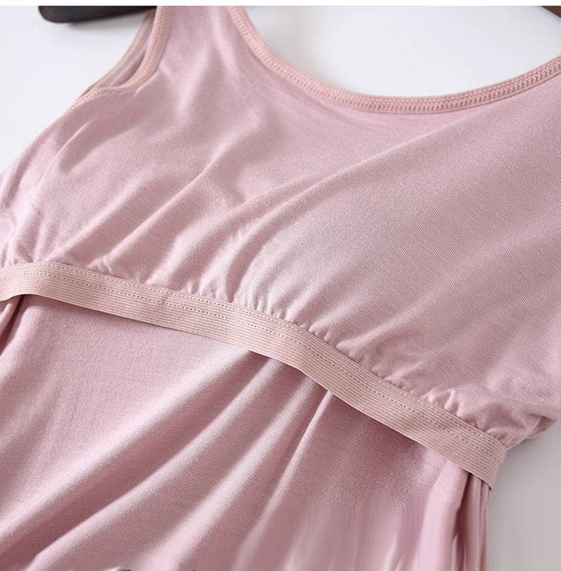 Regular basic soft flowy built-in bra tank top: Pink