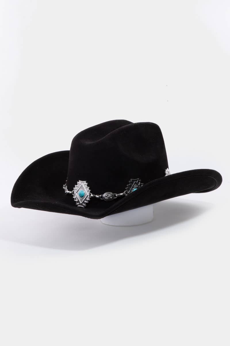 Turquoise Stud Concho Belt Western Cowboy Hat