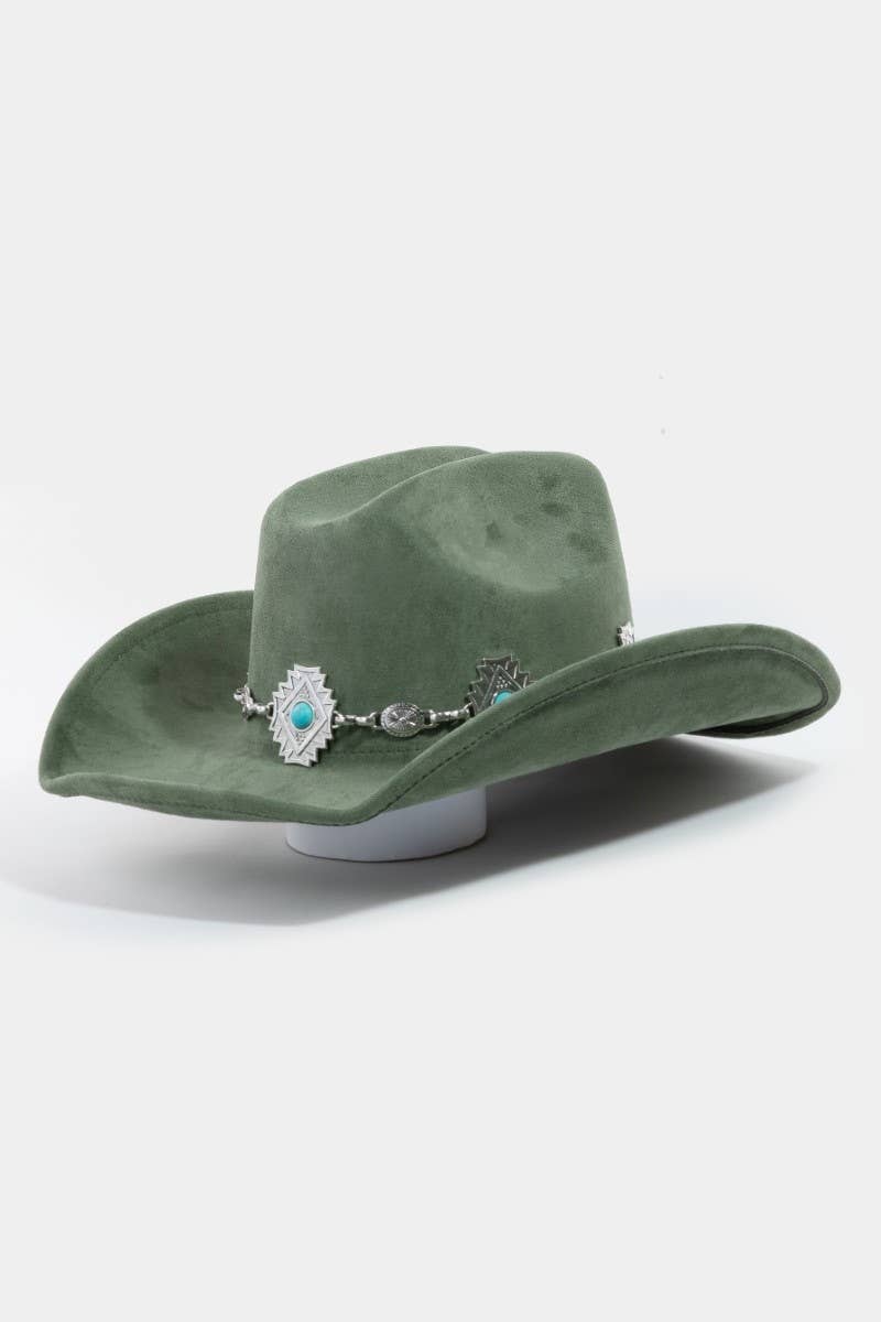 Turquoise Stud Concho Belt Western Cowboy Hat