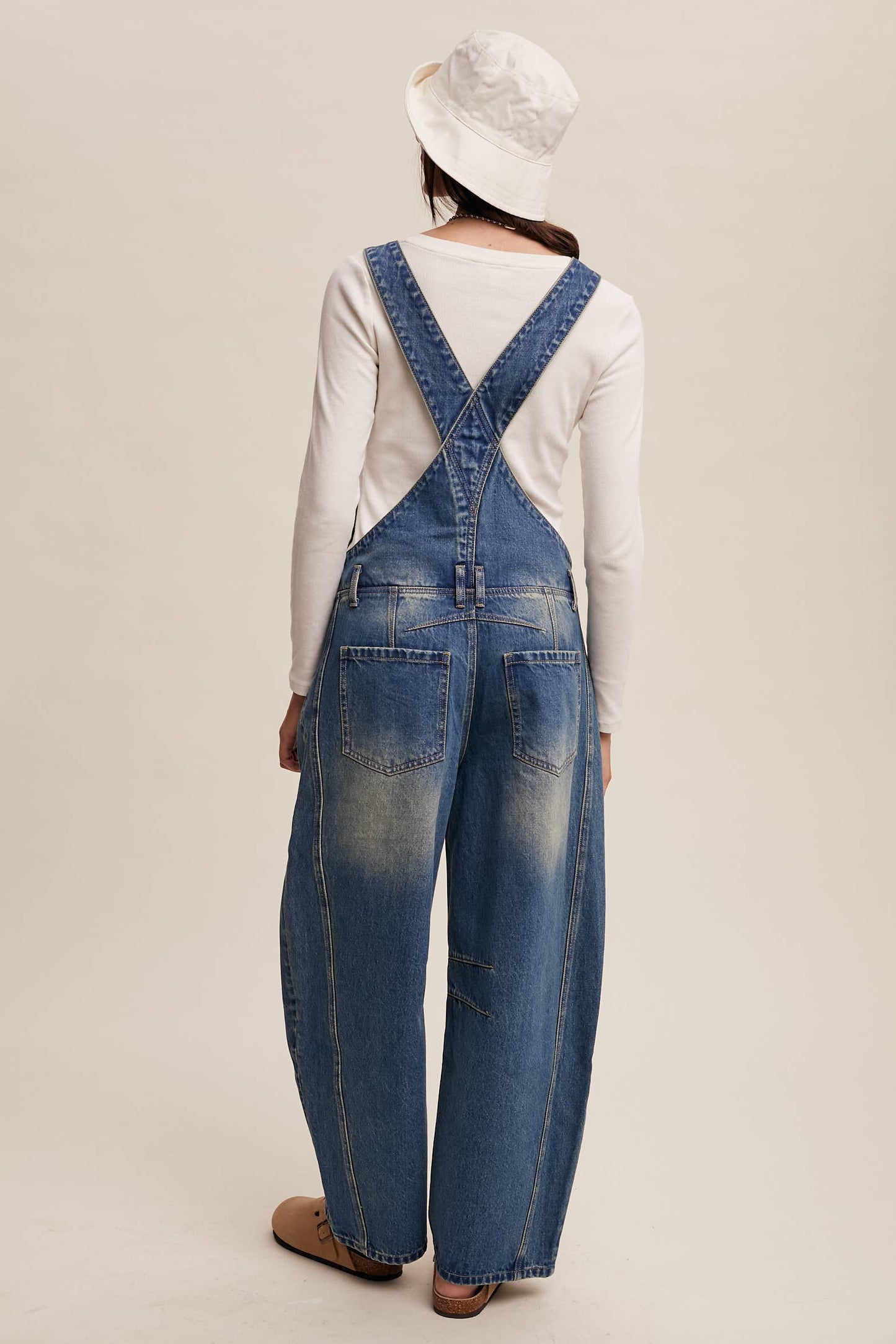 Barrel Jean Denim Overall: Blue Denim
