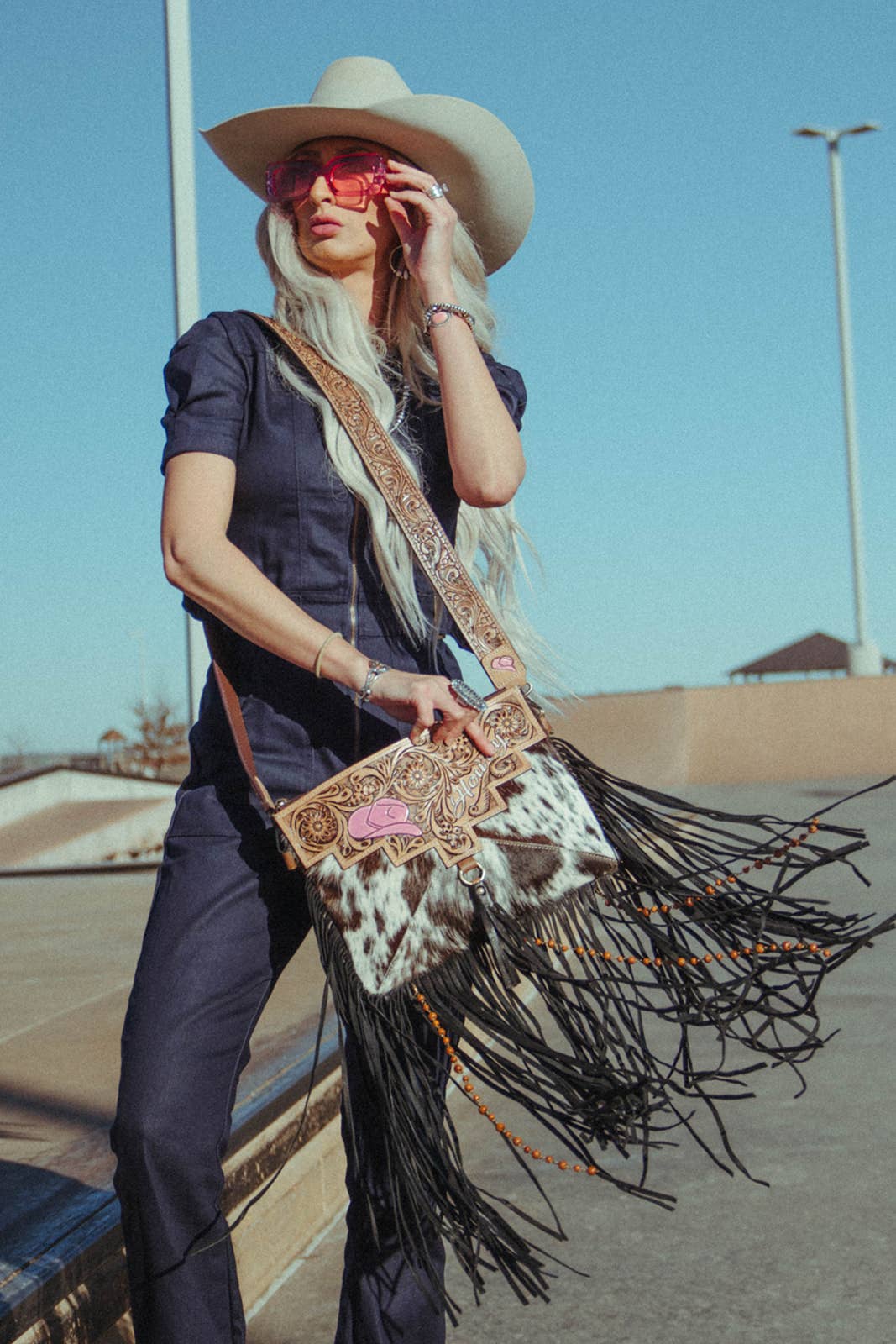 The Howdy Cowhide Leather Tooled Purse a Haute Southern Hyde
