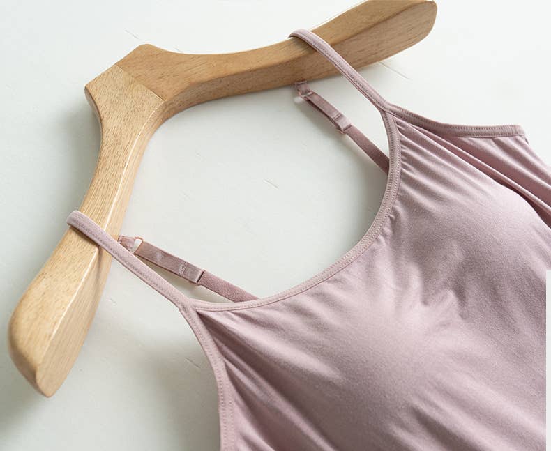 Essential Basic Soft Modal tank top camisole with bra: Pink