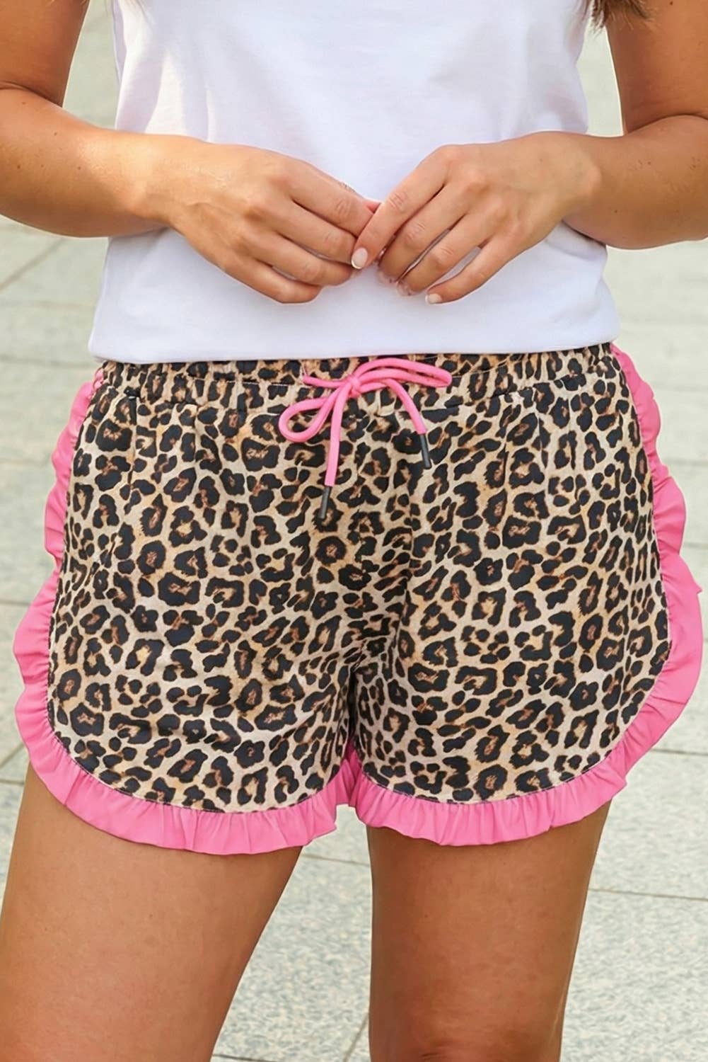 Leopard Print Contrast Ruffle Trim