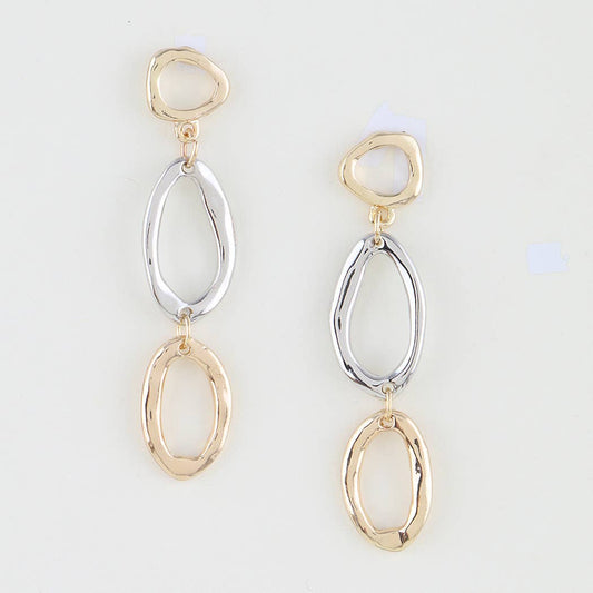 Polished Two Toned Loop Drop Earrings