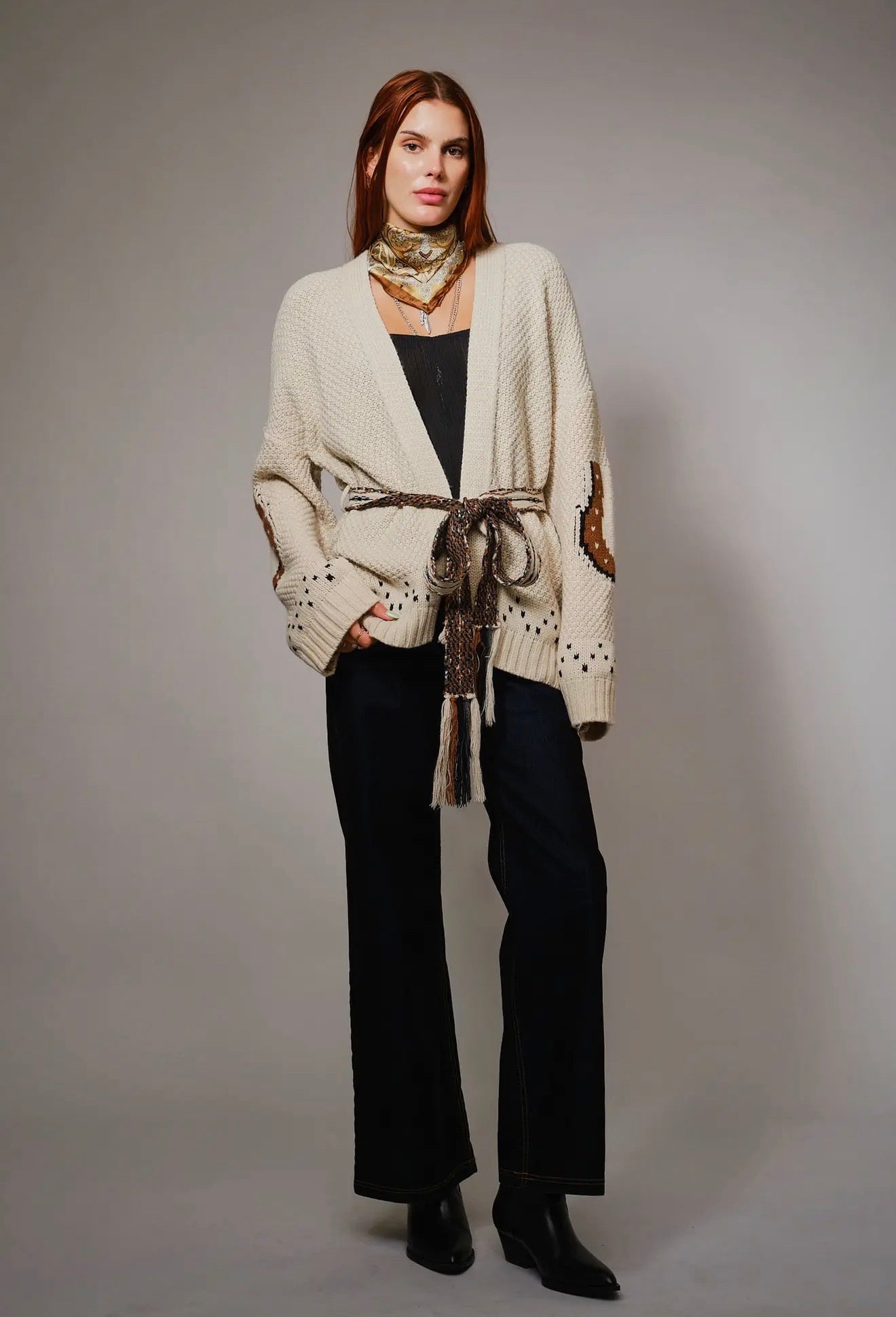 Western Horse Belted
Cardigan Sweater