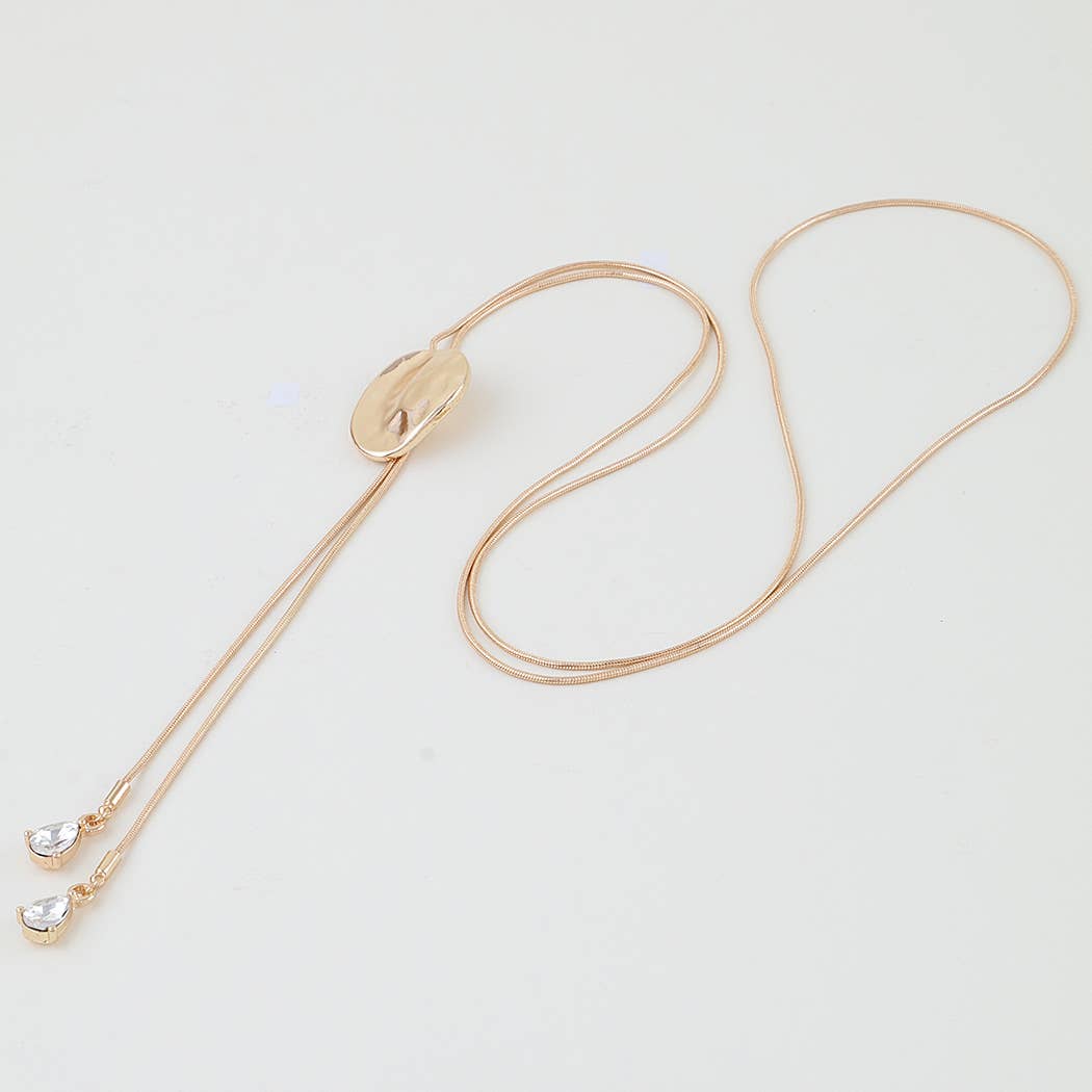 Hammered Jewel Teardrop Necklace