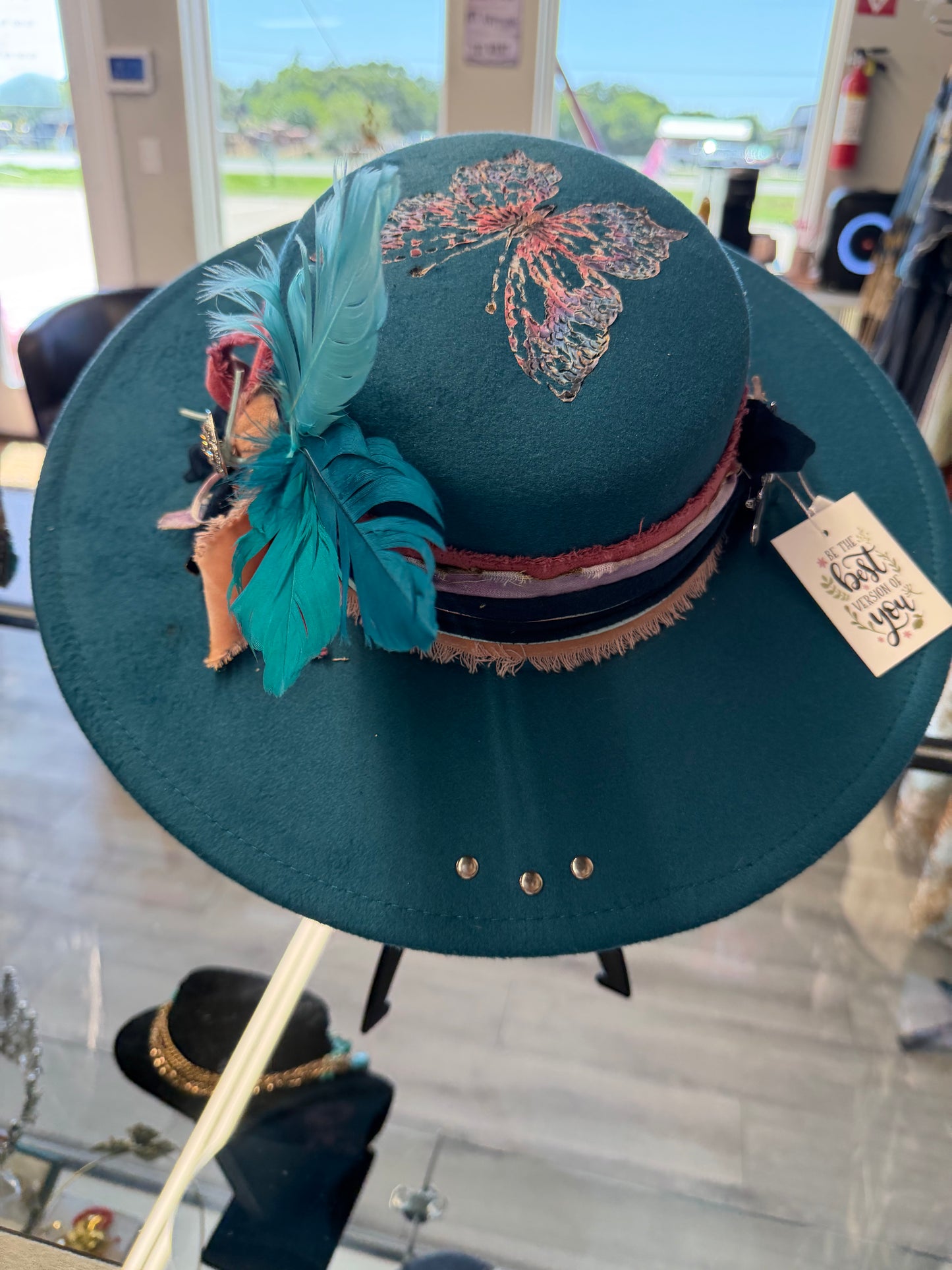 Blue butterfly custom hat ￼