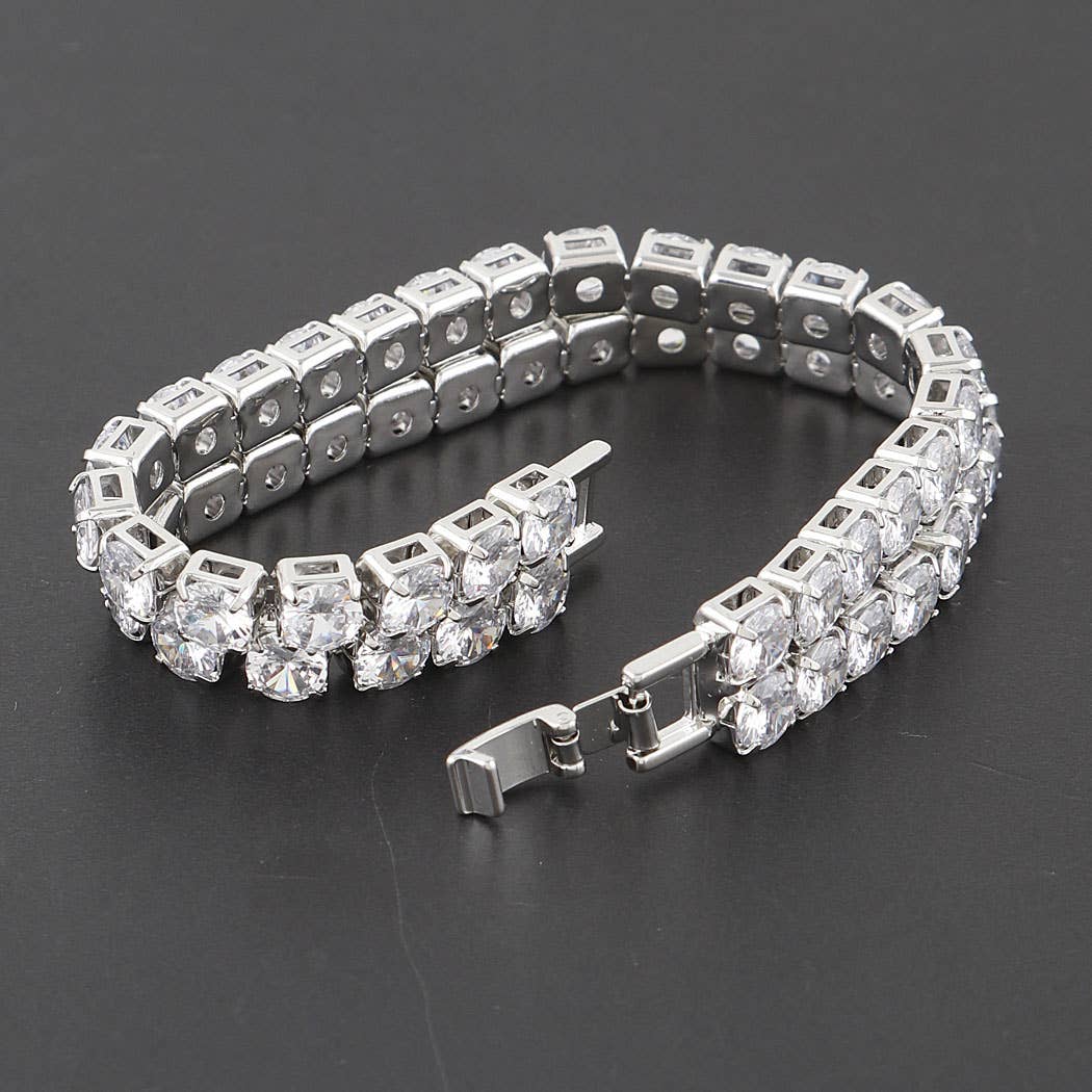 Double Rhinestone Clasp Bracelet